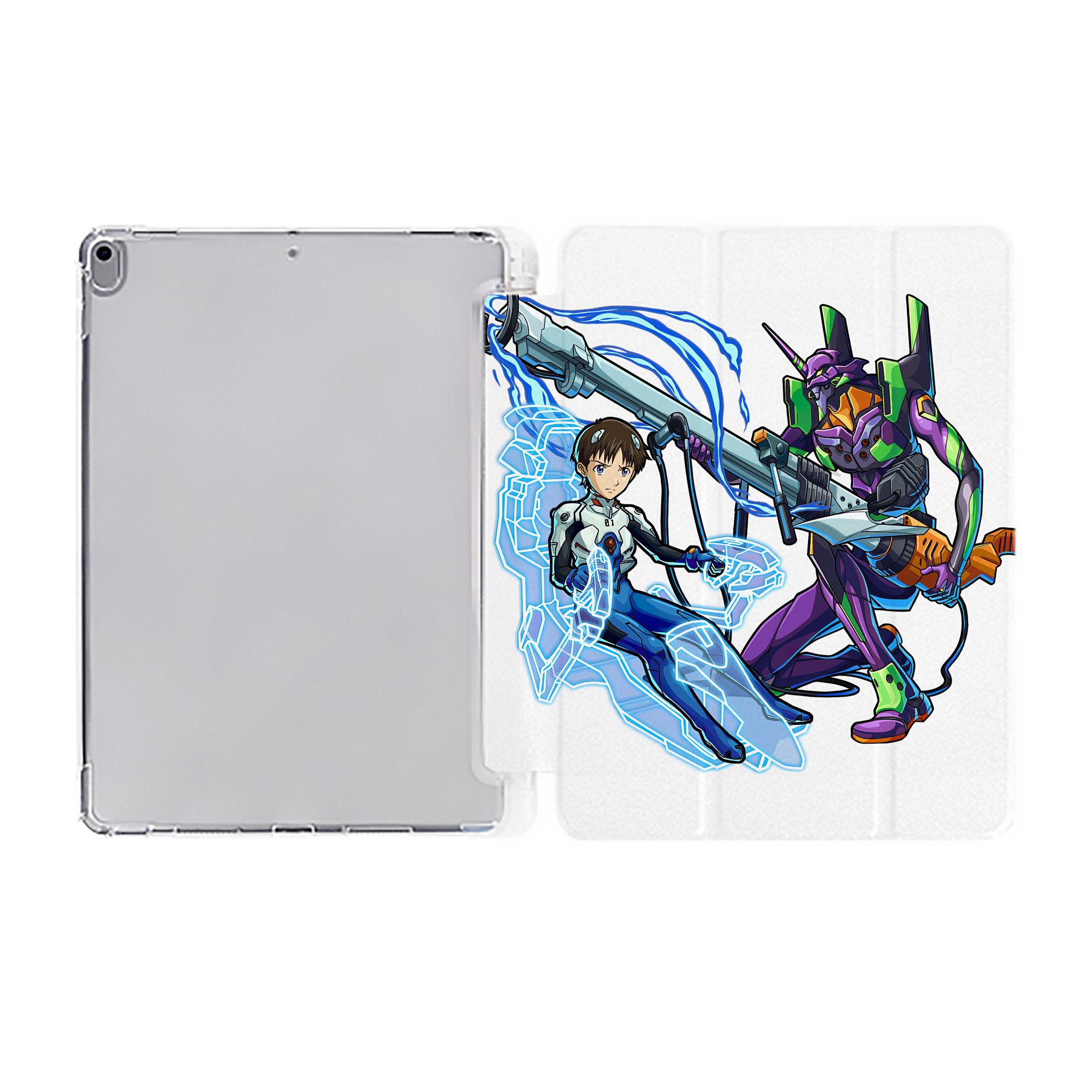 （画像用） EVA 新世紀エヴァンゲリオン IPad ケース ペン収納付き 三つ折りスタンド PUレザー×シリコン 対応機種9.5/10.5/10.9インチ